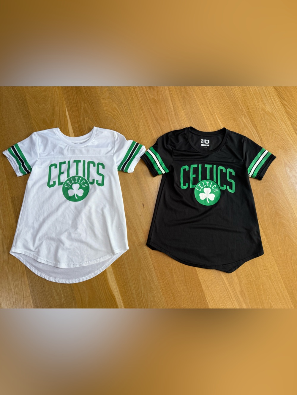 NBA Celtics Short Sleeve Jerseys in White and Black with Green